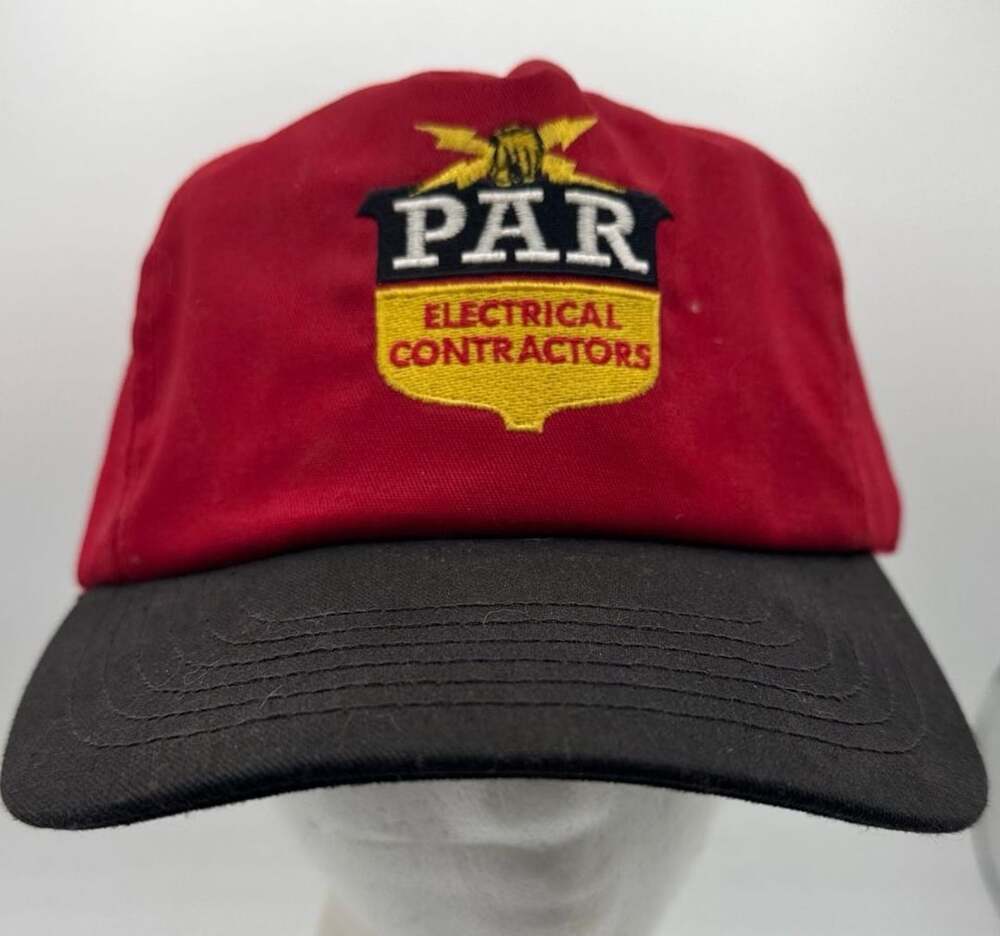 Vintage  Par Electrical Contractors Cap Red Black Quanta Partners In Power
